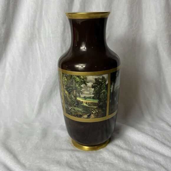 Gerold Porzellan Tettau Bavaria Vase 12" Scenic West Germany - Picture 7 of 7